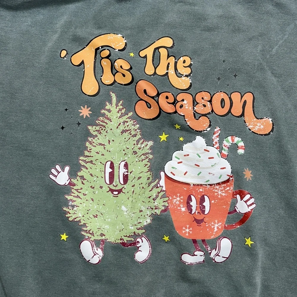 Comfort Colors Green Crewneck Sweater with Graphic Print